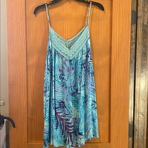 Salt Life Women’s Shades of Blue Abstract Tropical Dress/Coverup NWT Size S